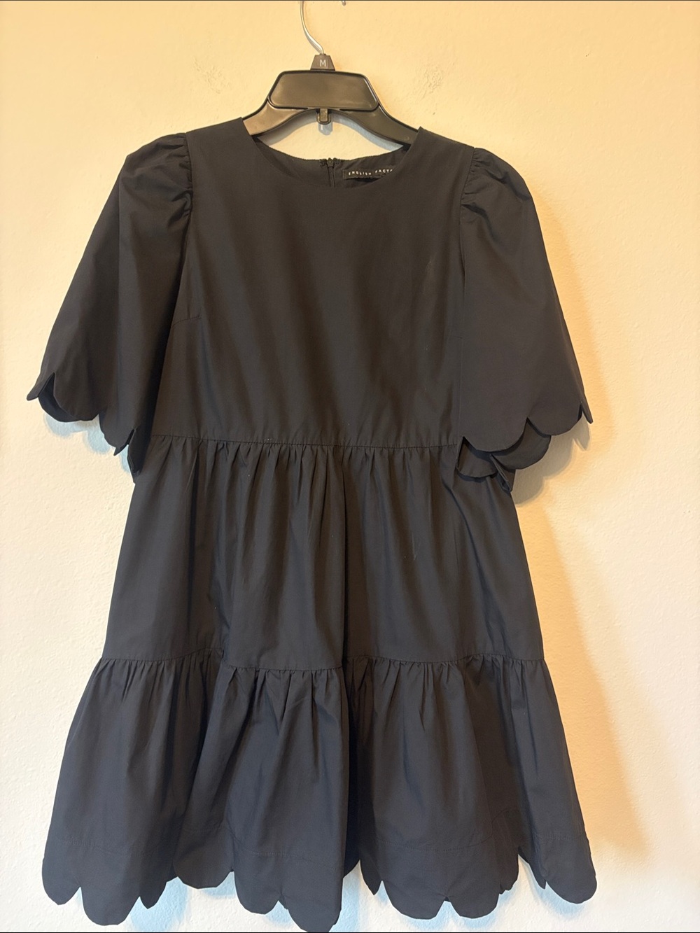 English Factory Black Scalloped Tiered Dress for Girls